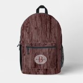 Custom Deep Dark Maroon Red Woodgrain Muster Bedruckter Rucksack (Vorderseite)