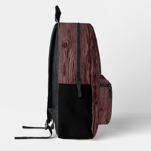 Custom Deep Dark Maroon Red Woodgrain Muster Bedruckter Rucksack (Links)