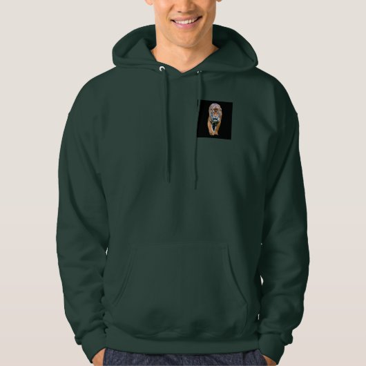 Custom Deep Forest Green Walking Tiger Mens Hoodie (Vorderseite)