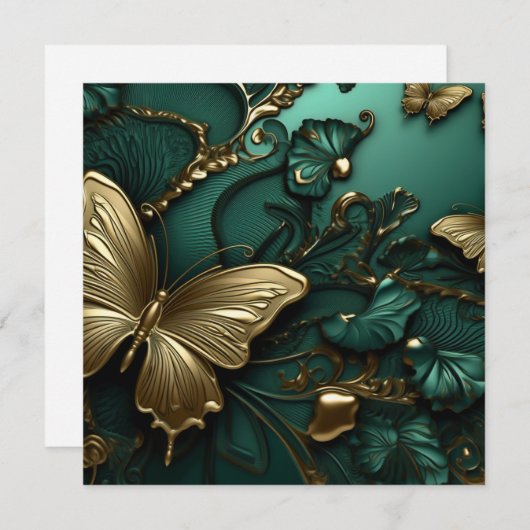 Custom Deep Green Blume & Gold Butterfliegen (Vorne/Hinten)