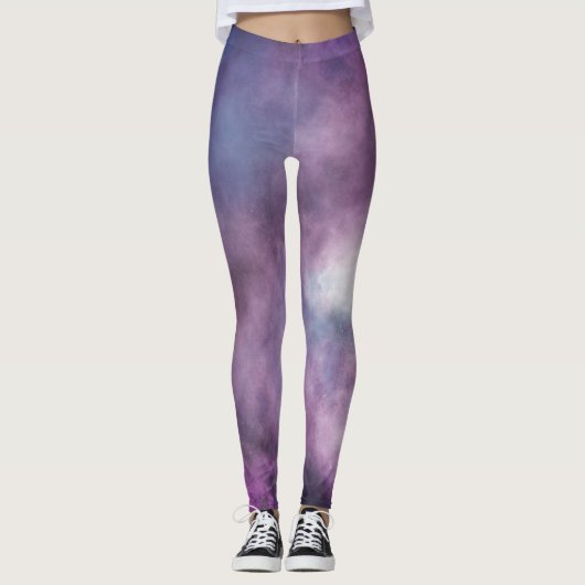 Custom Deep Lila Magical Galaxy Leggings (Vorderseite)