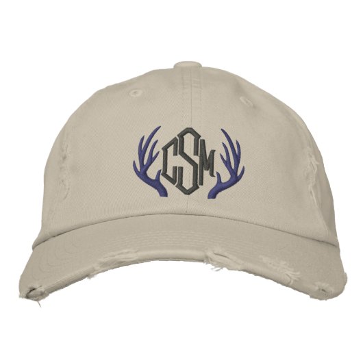 Custom Deer Antler Monogram Cap Bestickte Baseballkappe (Vorderseite)