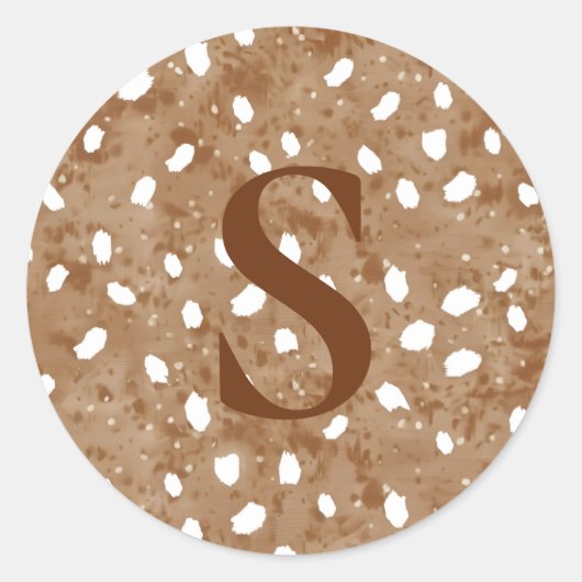 Custom Deer Print Monogram, Rustic Fawn  Runder Aufkleber (Vorderseite)