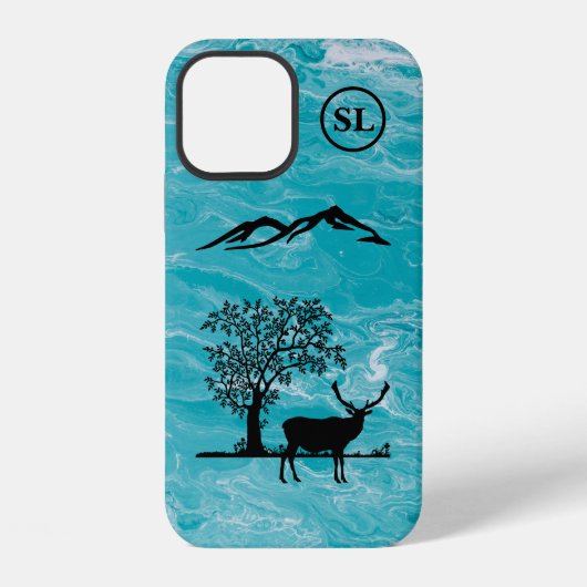 Custom Deer Silhouette Apple iPhone 12 Fall Hülle (Rückseite)