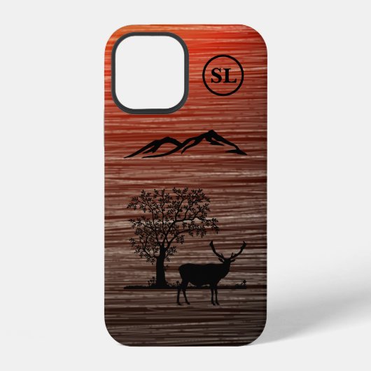 Custom Deer Silhouette Apple iPhone 12 Fall Hülle (Rückseite)