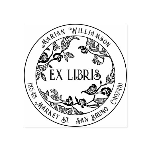 Custom Deko Ex Libris Buchzeichen mit Blumenkreis Gummistempel (Prägung)