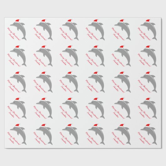 Custom Delphin Frohe Weihnachtskinder Packpapier (Flach)