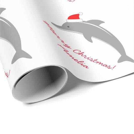 Custom Delphin Frohe Weihnachtskinder Packpapier (Rolleneckpunkt)