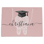 Custom Dental Abschluss Leopard Print Tooth Grad Große Geschenktüte (Vorderseite)