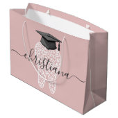 Custom Dental Abschluss Leopard Print Tooth Grad Große Geschenktüte (Rückseite Schrägansicht)