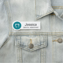 Custom Dental Assistant Name Badge Tooth Logo