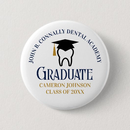 Custom Dental School Abschluss Navy Blue Gold Button (Vorderseite)