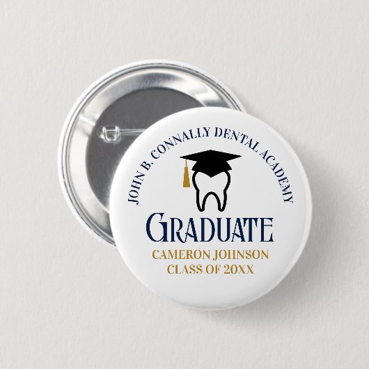 Custom Dental School Abschluss Navy Blue Gold Button (Vorne & Hinten)