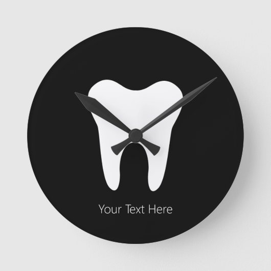 Custom Dentin Office Dental White Tooth schwarz Runde Wanduhr (Vorderseite)