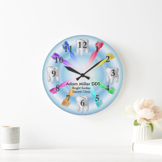 Custom Dentist Clock Rainbow Große Wanduhr (Zuhause)