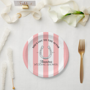 Custom Derby Dusche Rosa Cabana Streifen Horseshoe Pappteller