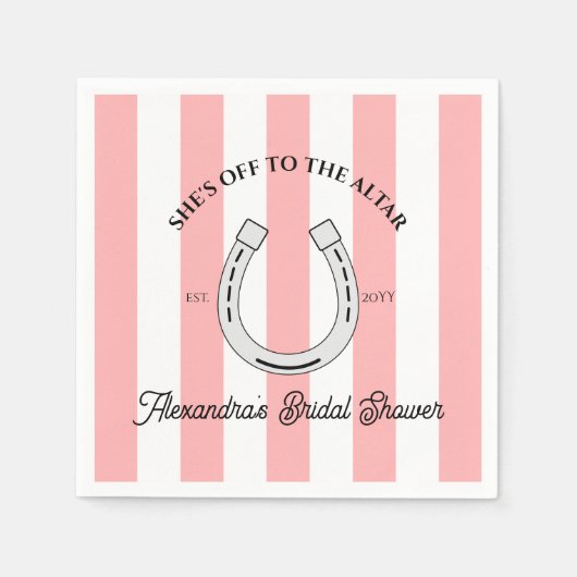 Custom Derby Dusche Rosa Cabana Streifen Horseshoe Serviette (Vorderseite)