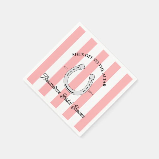 Custom Derby Dusche Rosa Cabana Streifen Horseshoe Serviette (Ecke)