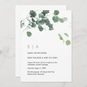 Custom Design #2 - Eukalyptus-Blätter & Gold Einladung (Vorne/Hinten)
