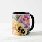 Custom Design Coffee Tasse Peonies und die Biene (VorderseiteRechts)