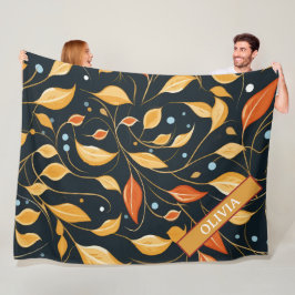 Custom Design von Fall Boho Floral Leaf Fleecedecke