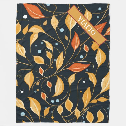 Custom Design von Fall Boho Floral Leaf Fleecedecke (Vorderseite)