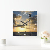 Custom Design With Your Own Photo And Your Text Quadratische Wanduhr (Zuhause)