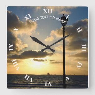 Custom Design With Your Own Photo And Your Text Quadratische Wanduhr