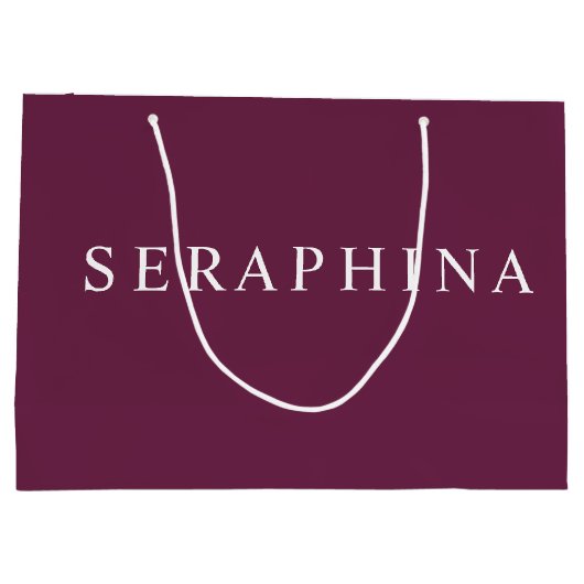 Custom Designed Name Burgundy Celebration Bag Große Geschenktüte (Rückseite)