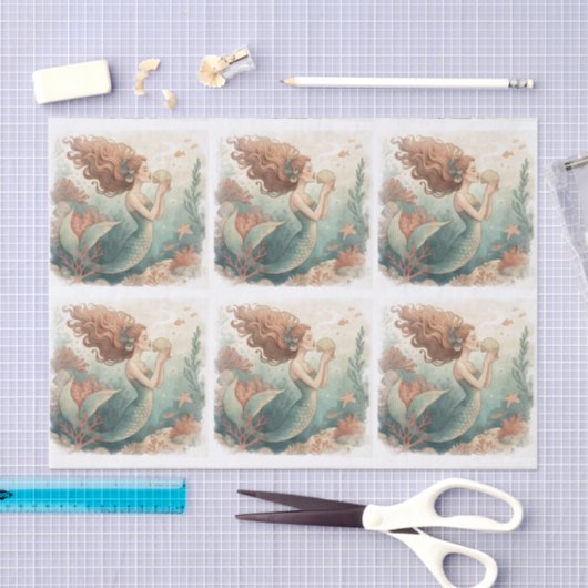 Custom designed tissue paper MERMAID Seidenpapier (Handwerk)