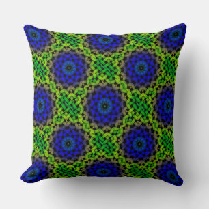 Custom Designer Blue Green Lattice Pattern Pillow Kissen