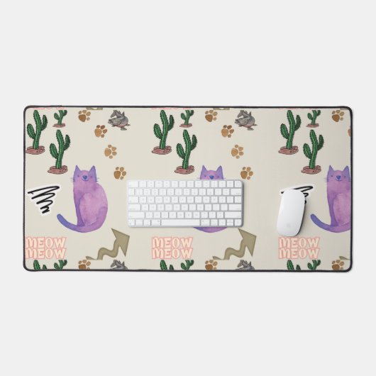 Custom Desk Mat Cat Fish Cactus Schreibtischunterlage (Tastatur & Maus)