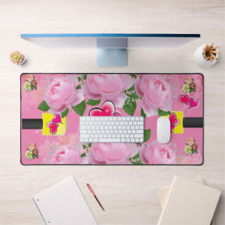 Custom Desk Mat für Salon Eigentümer Floral Girly Schreibtischunterlage