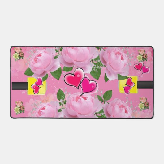 Custom Desk Mat für Salon Eigentümer Floral Girly Schreibtischunterlage (Vorderseite)