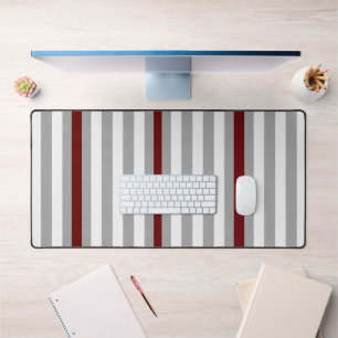 Custom Desk Mat Stripe Gray Burgundy Schreibtischunterlage