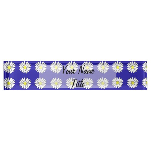 Custom Desk Name Plate Blue Daisiy Daisy Namensplakette (Vorderseite)