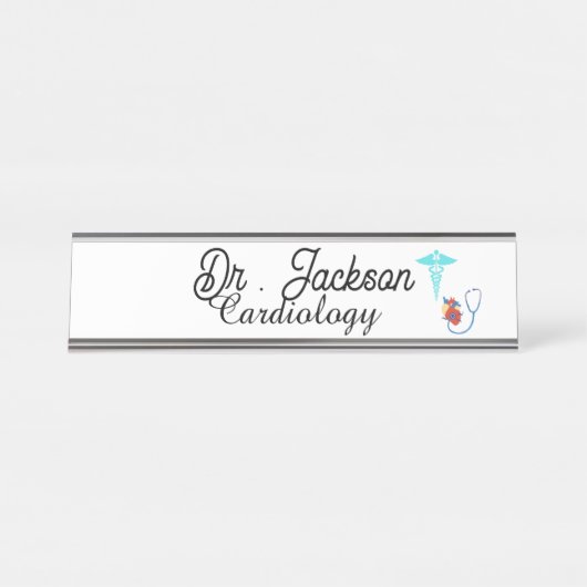 Custom Desk Name Plate for cardiologist Schreibtischnamensplakette (Vorderseite )