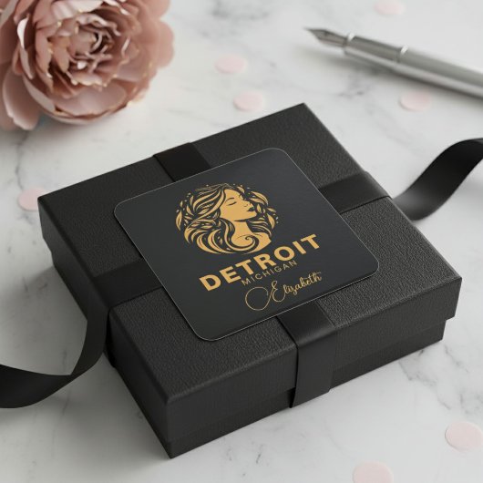 Custom Detroit Michigan Golden Lady Sticker