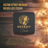 Custom Detroit Michigan Golden Lady Sticker