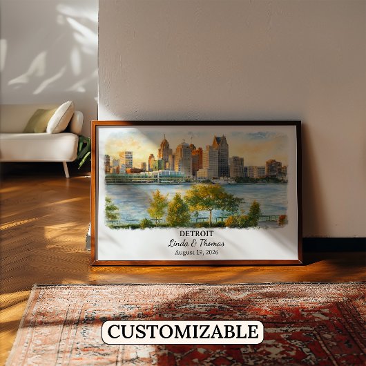 Custom Detroit Wall Art, Michigan Poster