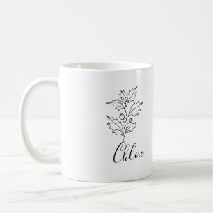 Custom Dezember Holly Birth Blume Geschenk Kaffeetasse