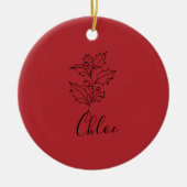 Custom Dezember Holly Birth Blume Geschenk Keramik Ornament (Vorne)
