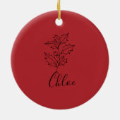 Custom Dezember Holly Birth Blume Geschenk Keramik Ornament (Hinten)
