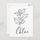 Custom Dezember Holly Birth Blume Geschenk Postkarte (Vorne/Hinten)