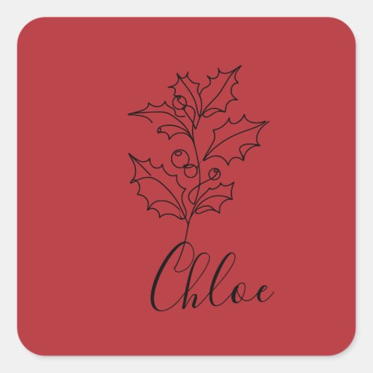 Custom Dezember Holly Birth Blume Geschenk Quadratischer Aufkleber (Vorderseite)