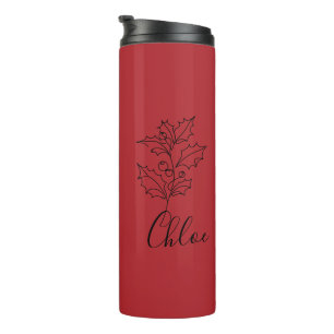 Custom Dezember Holly Birth Blume Geschenk Thermosbecher