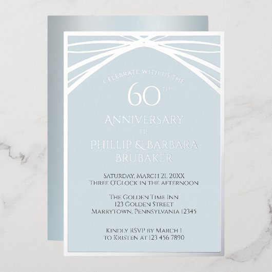 Custom Diamond 60. Wedding Anniversary Party Folieneinladung (Vorderseite/Rückseite)