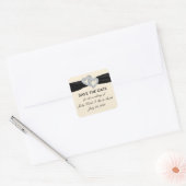Custom Diamond Black Ribbon Save the Date Stickers (Umschlag)