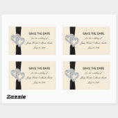 Custom Diamond Black Ribbon Save the Date Stickers (Blatt)