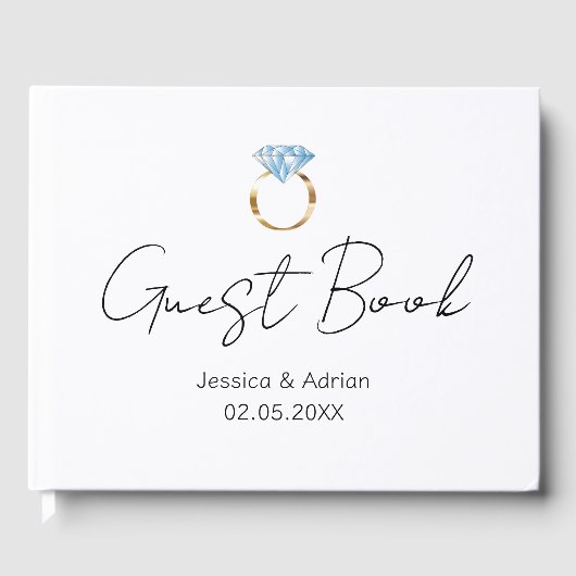 Custom Diamond Ring Wedding Gästebuch (Vorderseite)